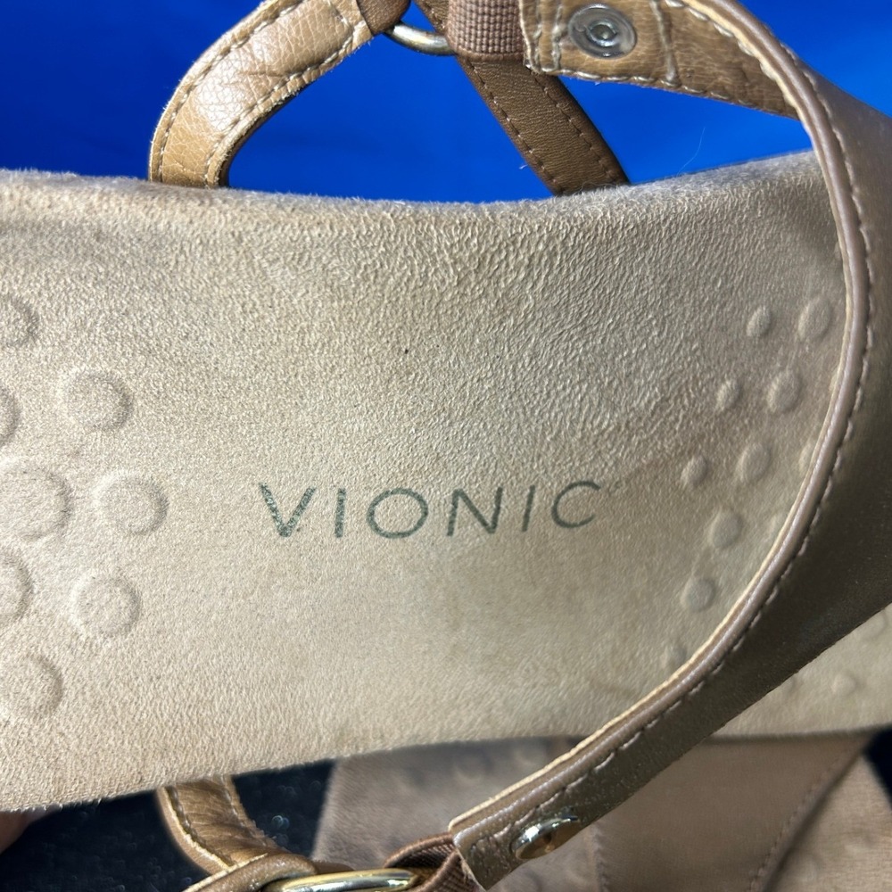 Vionic Women Brown Kirra Backstrap Tan Leather Thong Sandal Sz 7 Cushion Comfort - Picture 7 of 12